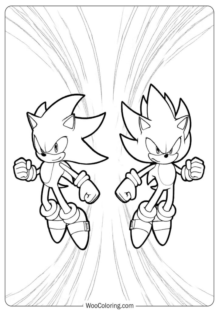Hyper Sonic and Super Sonic Power captured in a bold 3D faceoff with swirling energy and cosmic effects