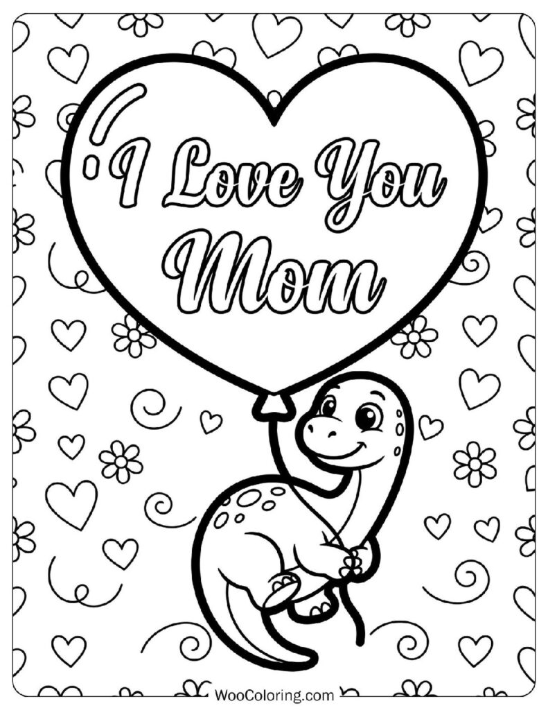 I Love You Mom Script on a Heart Balloon