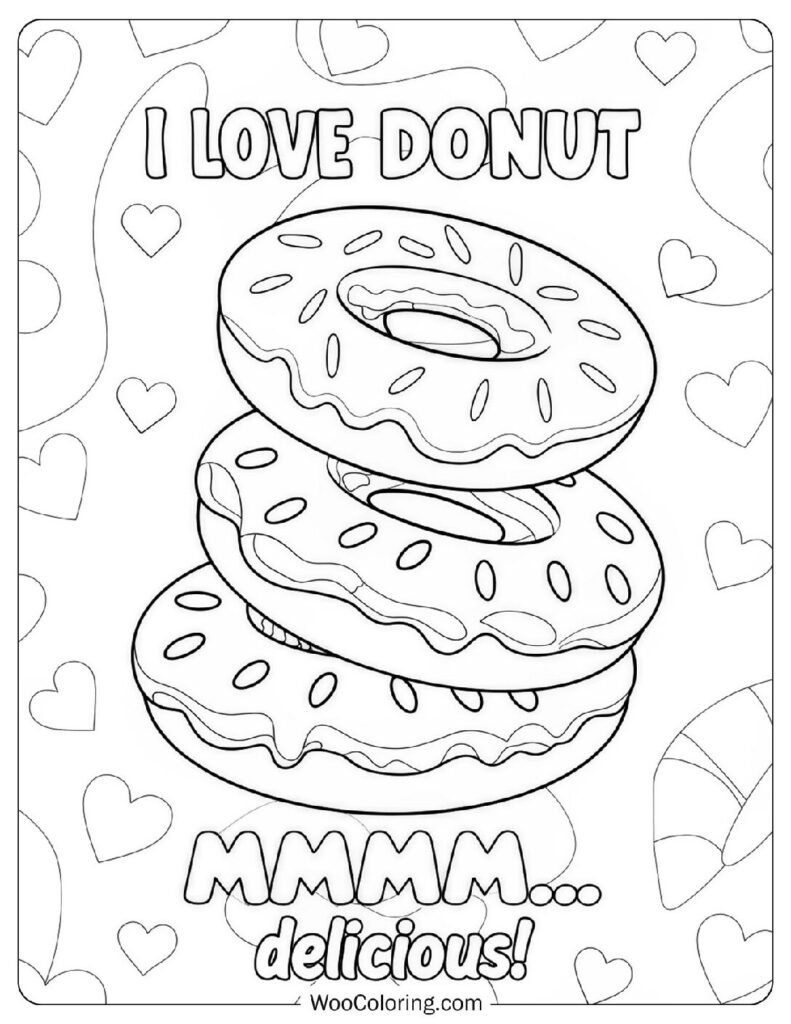 26 Donut Coloring Pages  Free PDF To Print  - 95