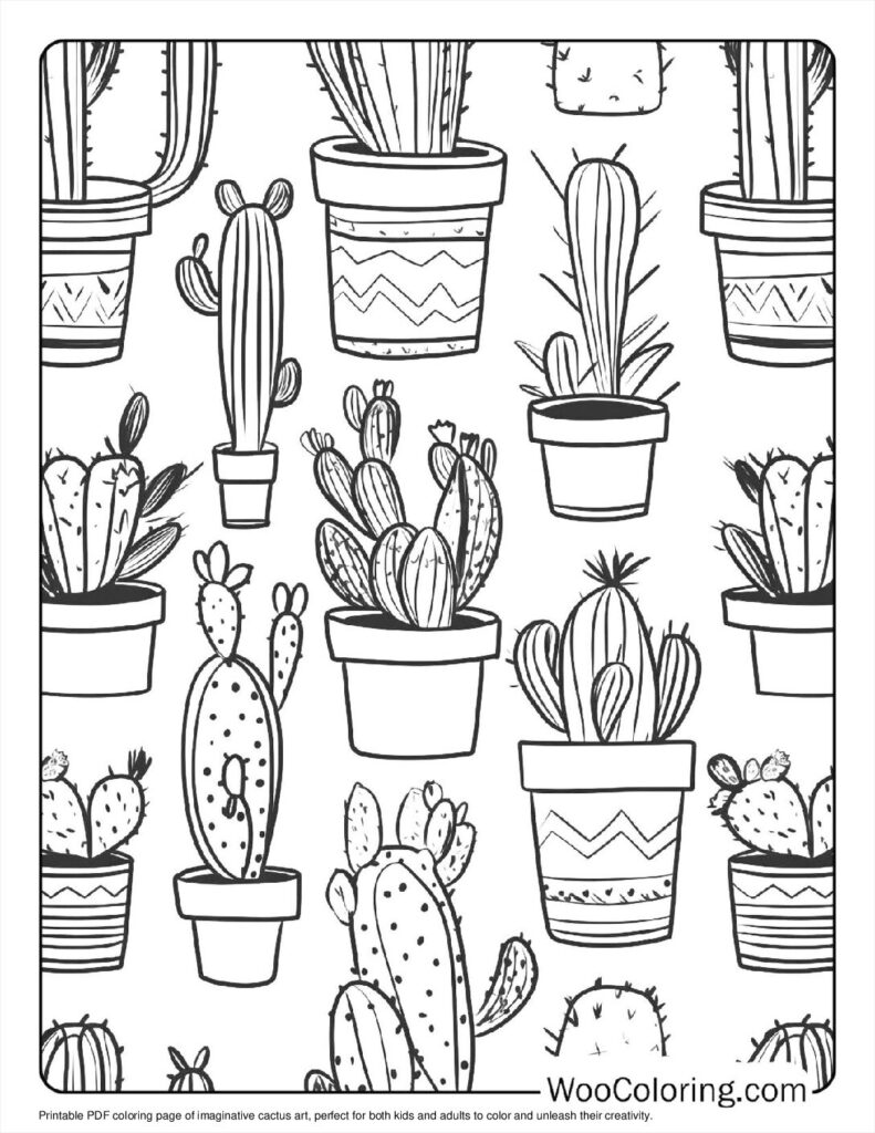 100  Cactus coloring pages  Free PDF To Print  - 46