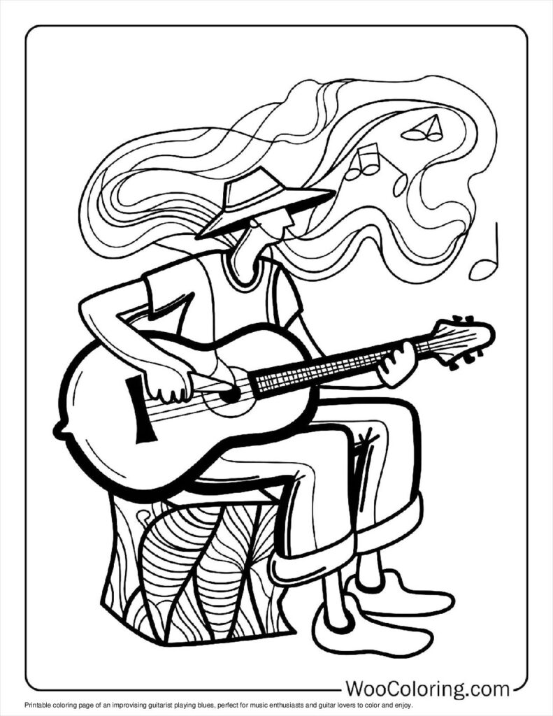 100  Guitar coloring pages  Free PDF To Print  - 85