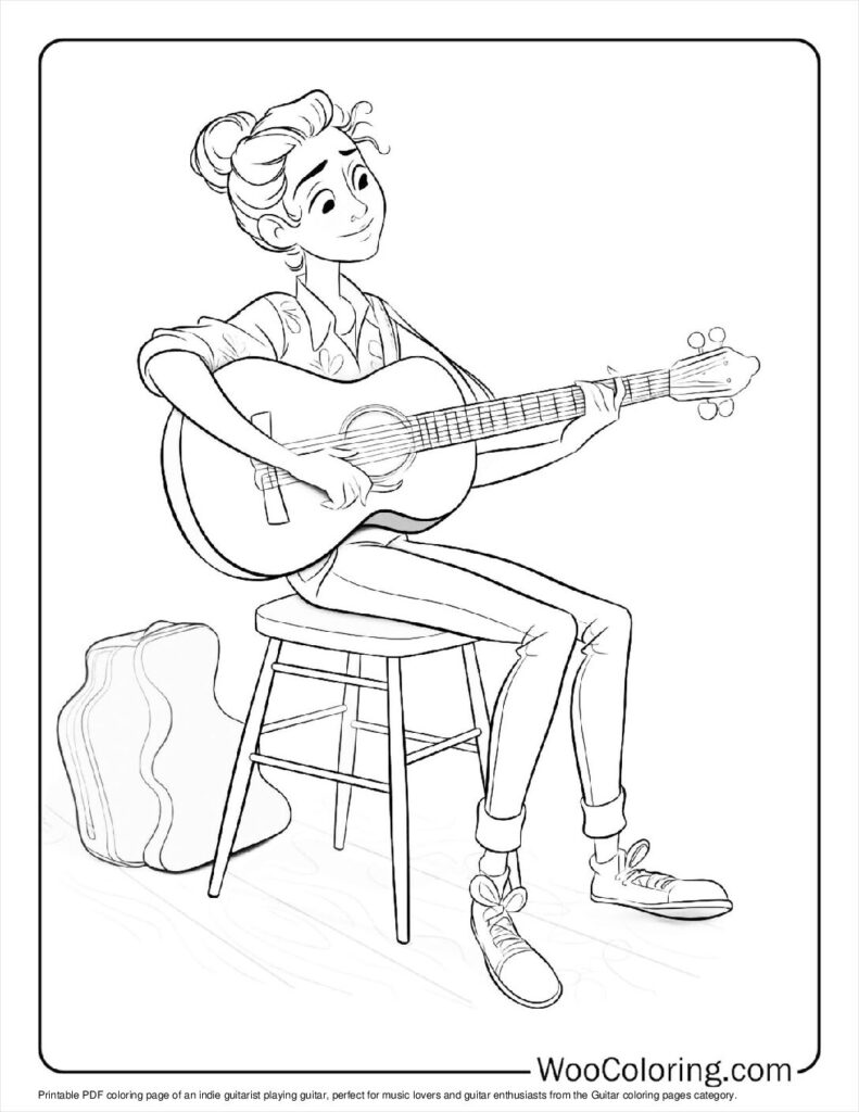 100  Guitar coloring pages  Free PDF To Print  - 60