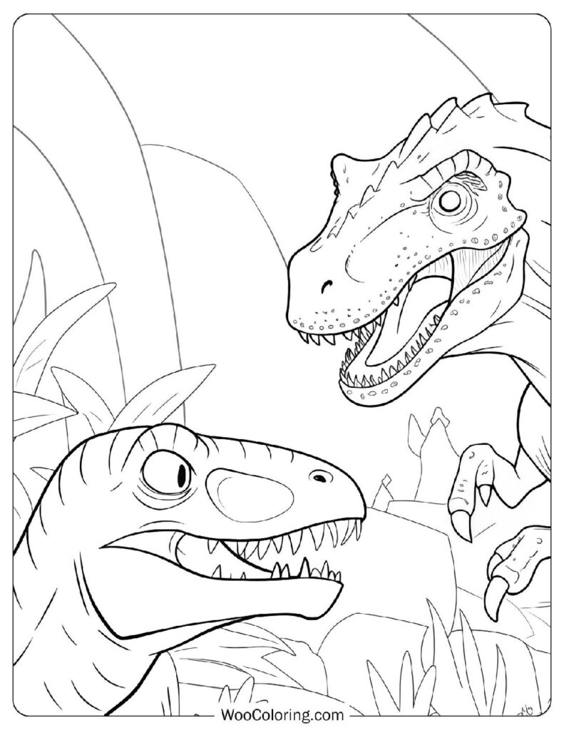 Indominus Rex and Velociraptor Battle To Color