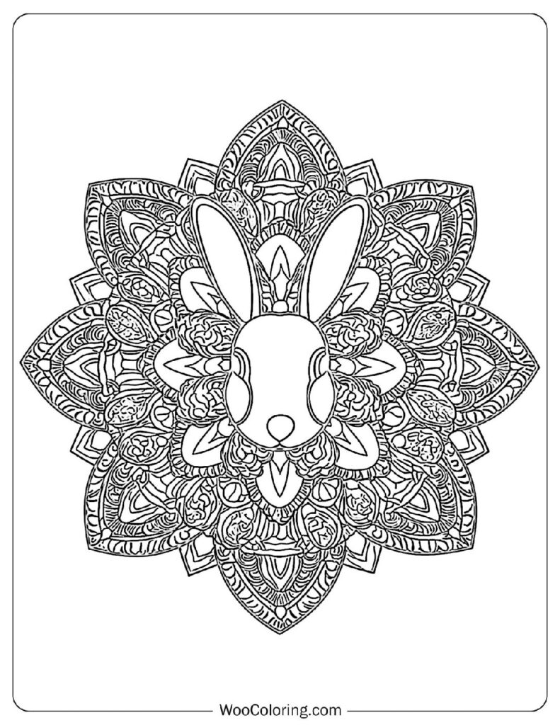 Intricate Rabbit Design Coloring Page For Kids