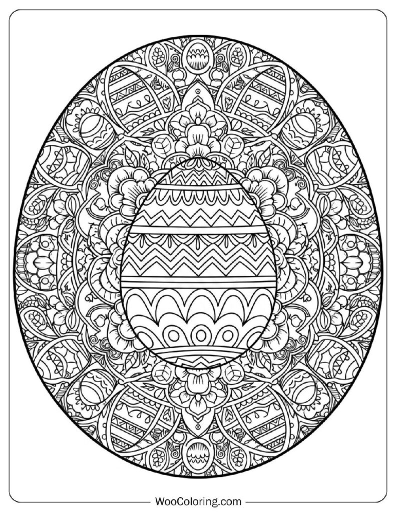 Intricate Easter Egg Mandala for Stress Relief