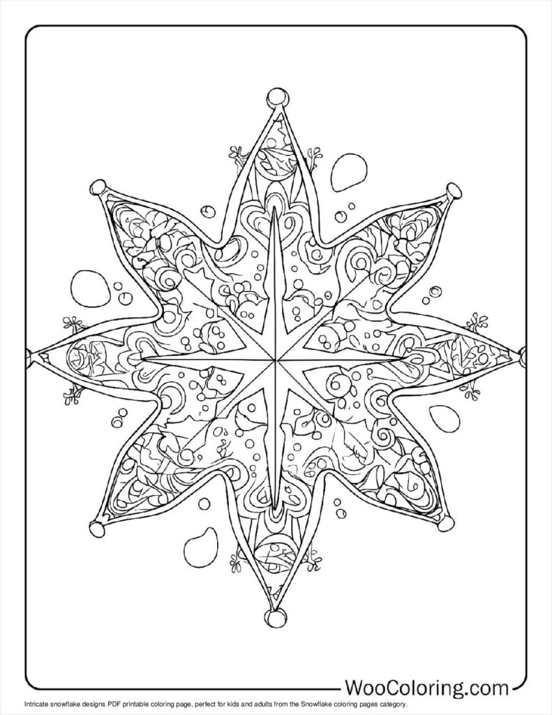 100  Snowflake coloring pages  Free PDF To Print  - 71