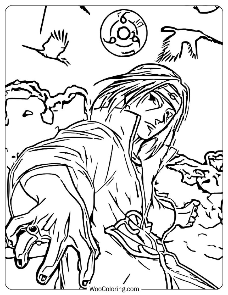 Itachi Uchiha – A Dark Past and Powerful Sharingan Warrior in Naruto Coloring Sheet