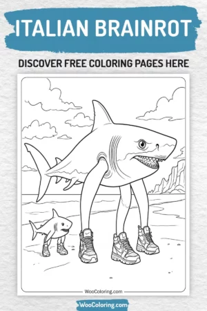 Italian Brainrot coloring pages designs for boys