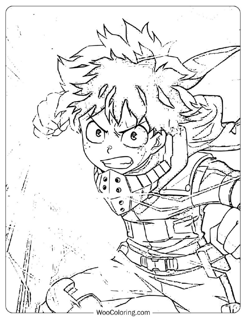 Izuku Midoriya – The Aspiring Hero from My Hero Academia Coloring Page For Kids
