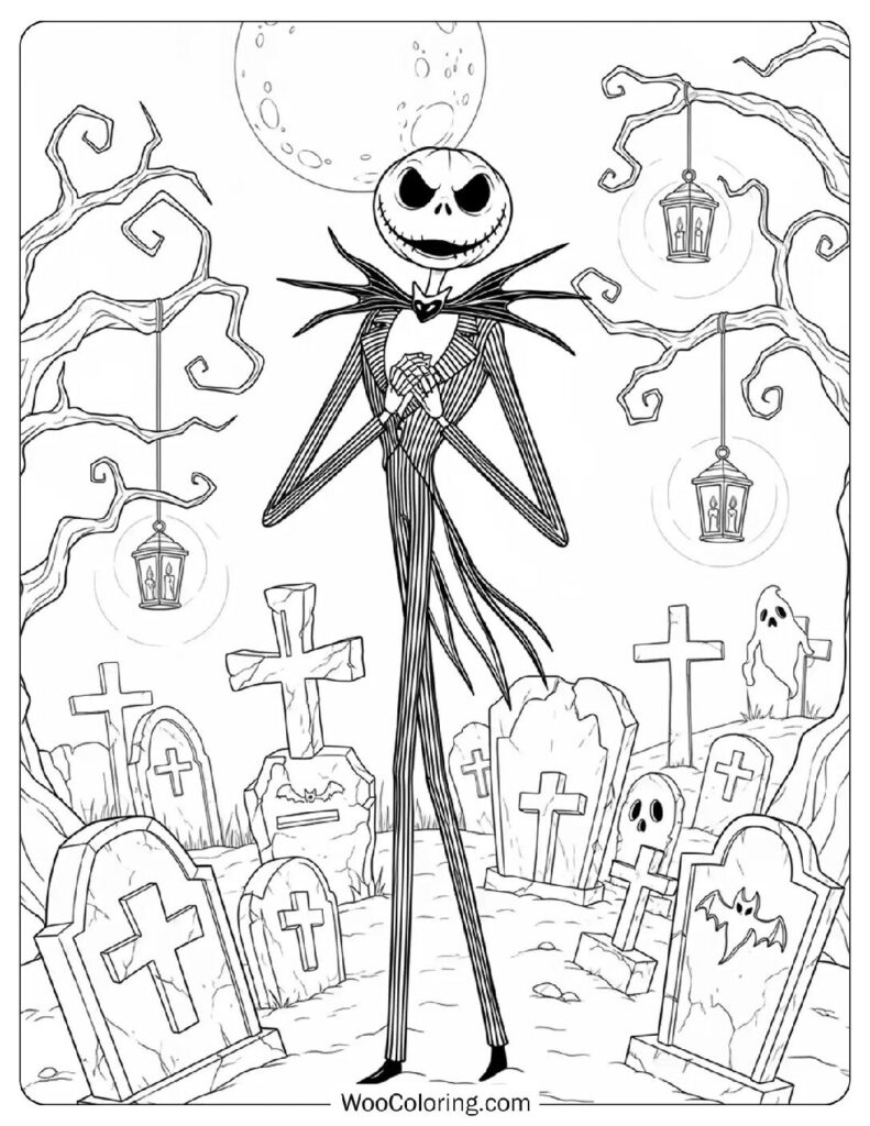 Jack Skellington Pumpkin King coloring page
