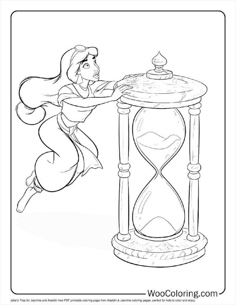 Jafar's Trap for Jasmine and Aladdin Coloring Sheet