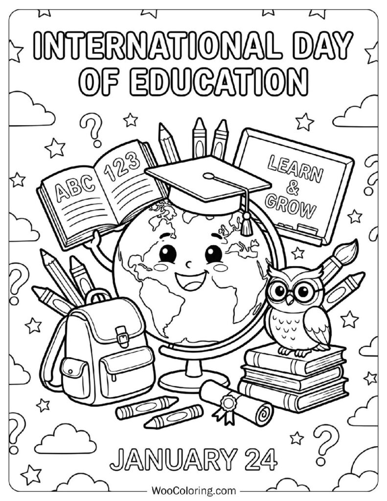 January 24 – International Day of Education Coloring Sheet for Kids