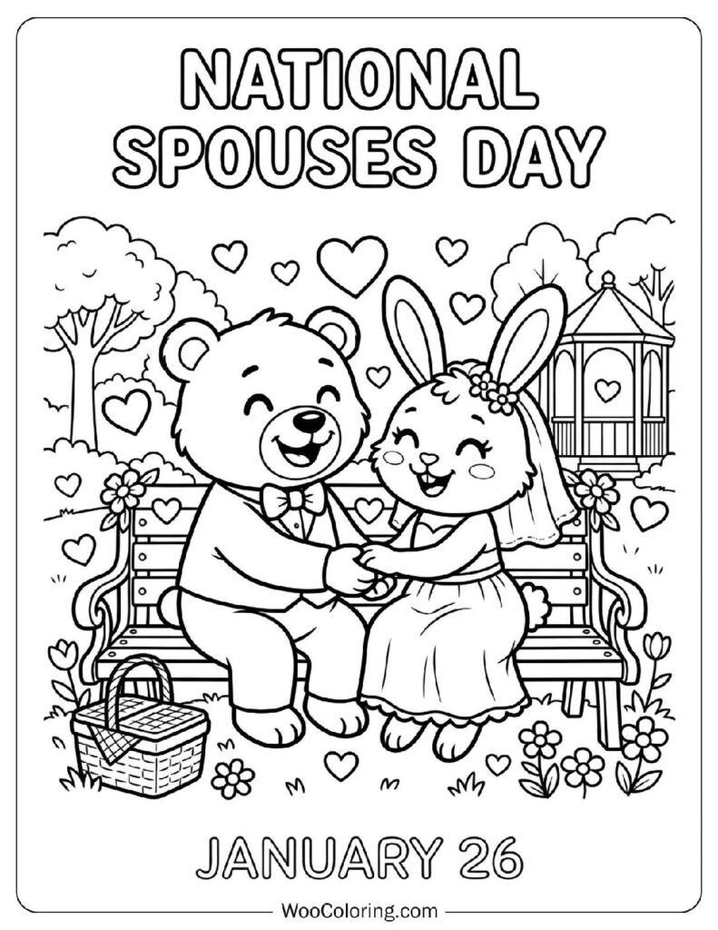 January 26 – National Spouses Day Coloring Sheet for Preschoolers