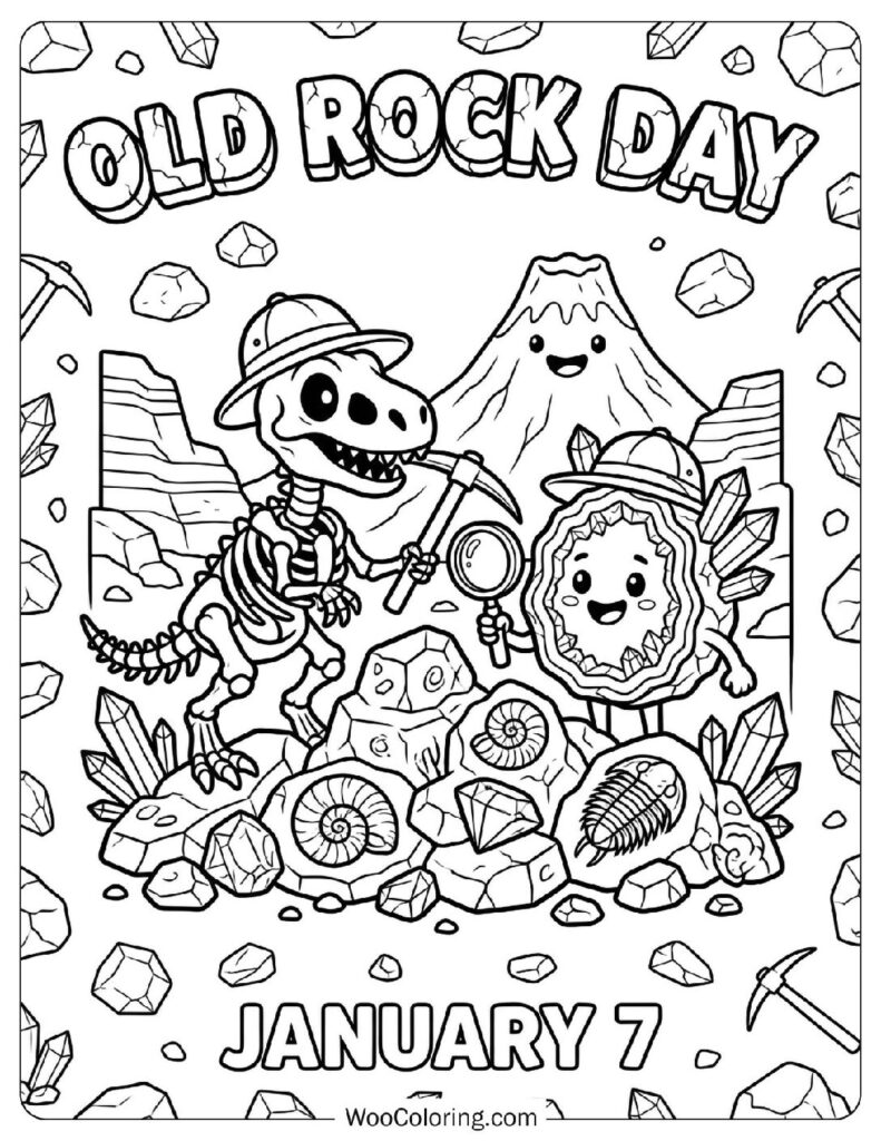 January 7 – Old Rock Day Picture to Color