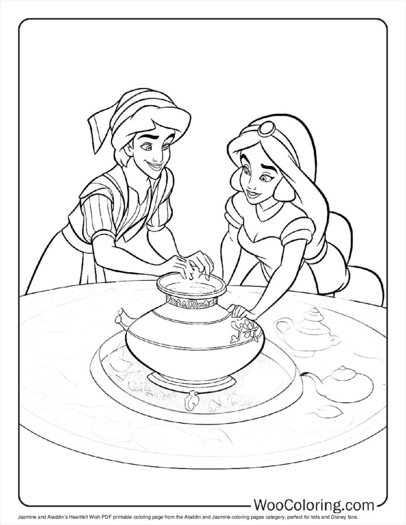 Jasmine and Aladdin’s Heartfelt Wish To Color