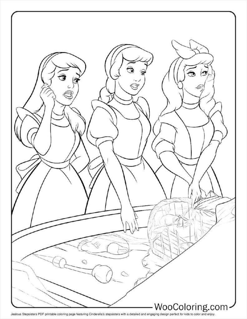 Jealous Stepsisters Coloring Page