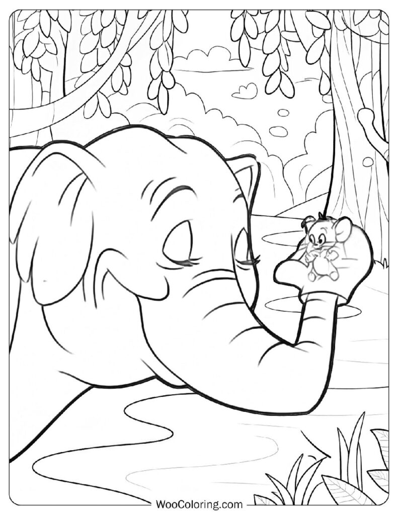 Jerry and the Elephant Coloring Page from Jerry Go Round