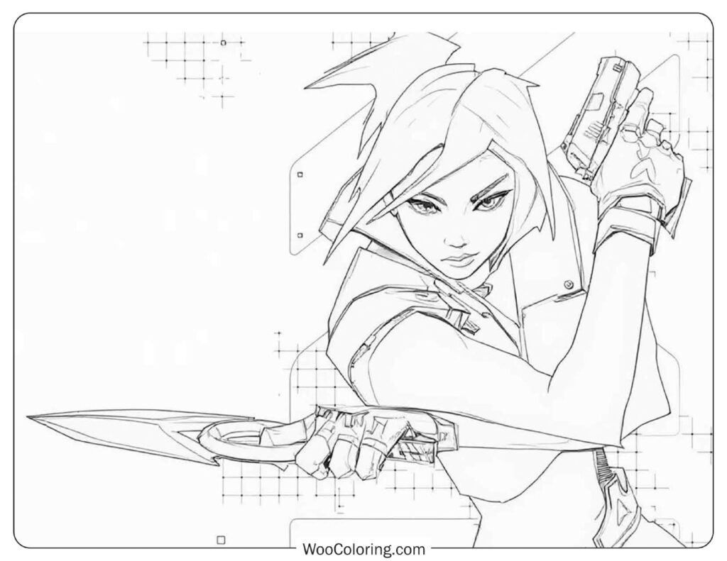 Jett with Sword and Gun from Valorant Game