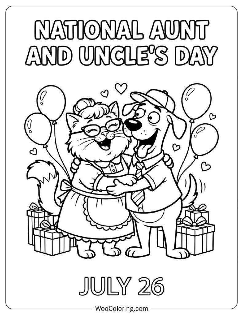 July 26 – National Aunt and Uncle’s Day Coloring Sheet for Preschoolers
