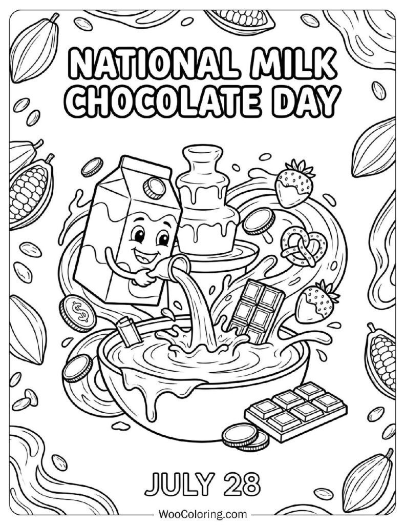 July 28 – National Milk Chocolate Day Coloring Picture