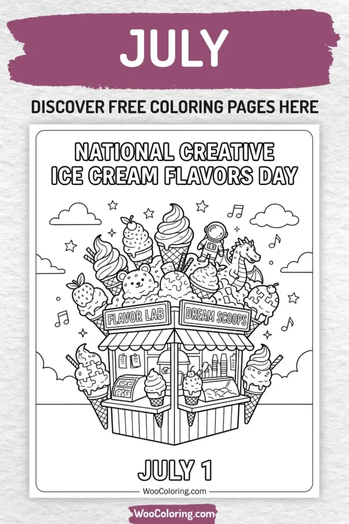 July coloring pages designs for kids