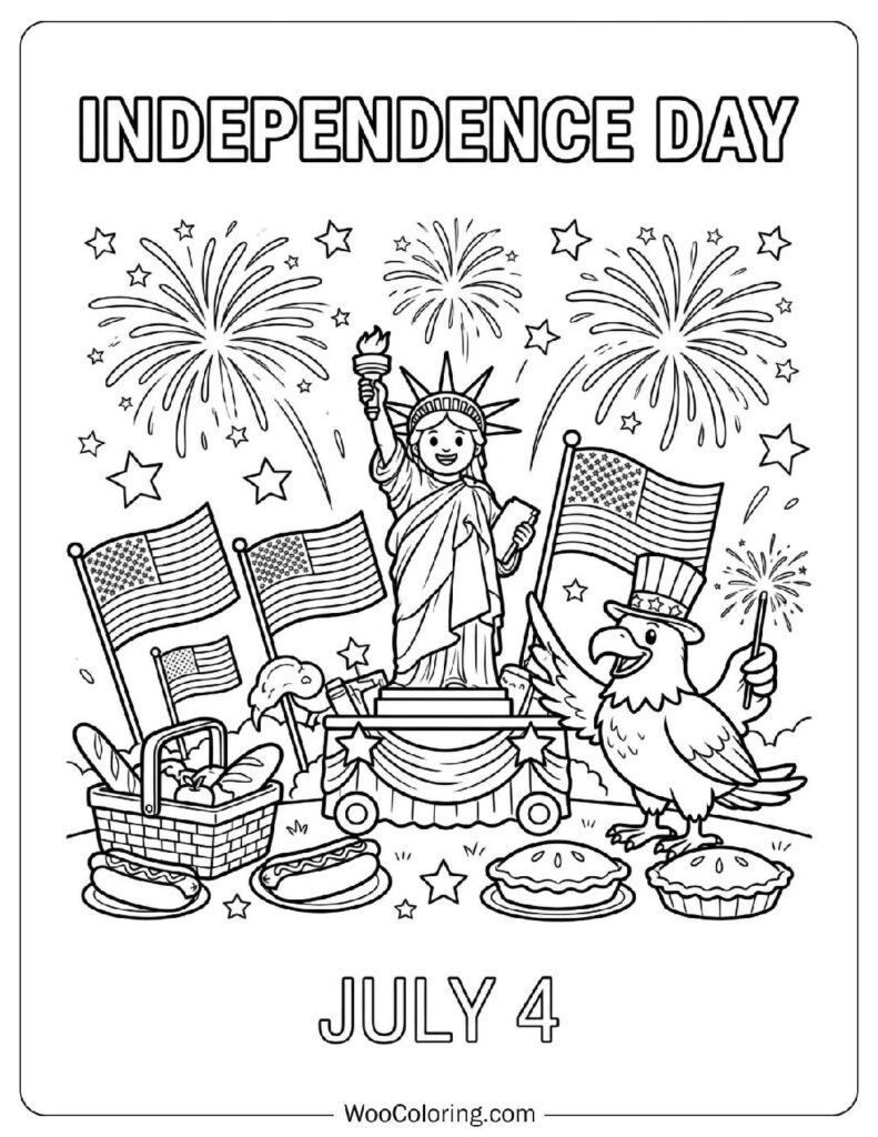 July 4 – Independence Day Coloring Sheet for Kids