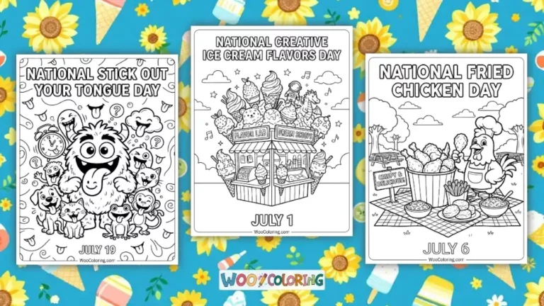 July Coloring Pages Design Image