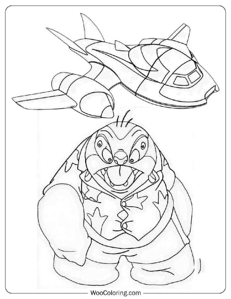 Jumba Jookiba and His Spaceship Lilo & Stitch Coloring Page