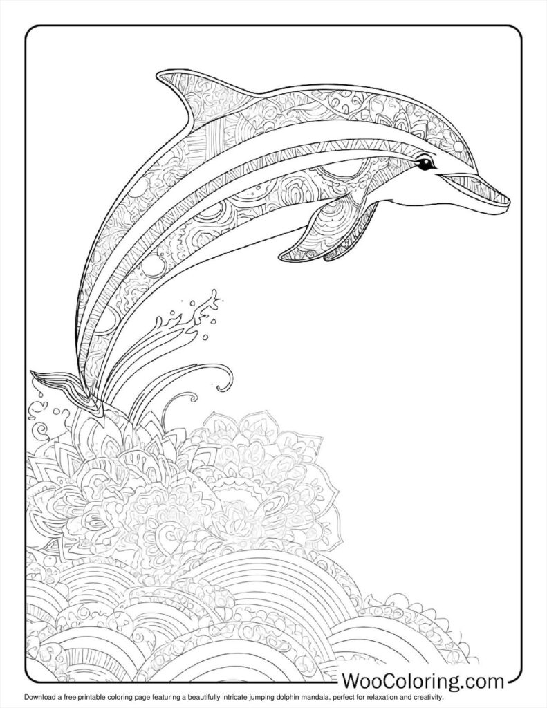 Jumping Dolphin Mandala Coloring Sheet