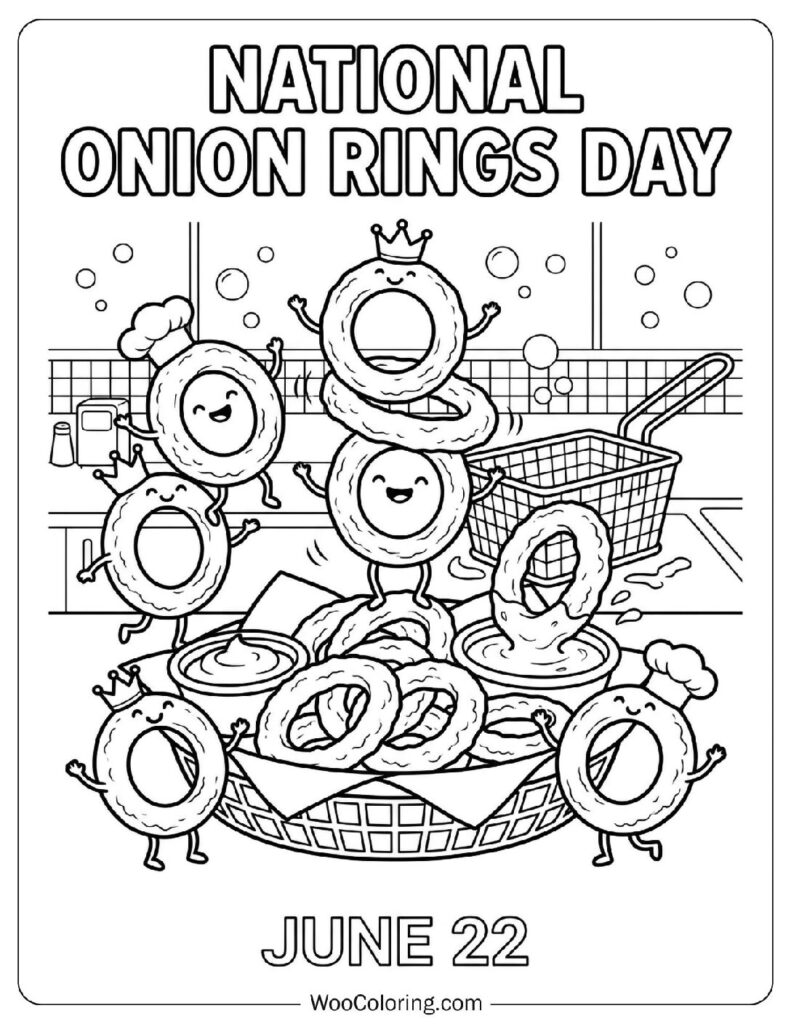 June 22 – National Onion Rings Day Coloring Sheet