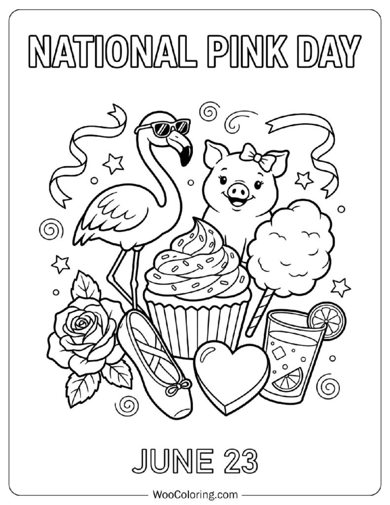 June 23 – National Pink Day Coloring Page for Kids