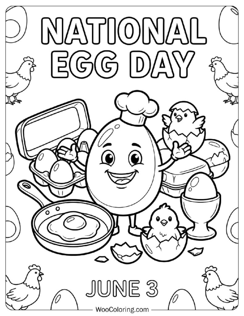 June 3 – National Egg Day Coloring Page for Kids