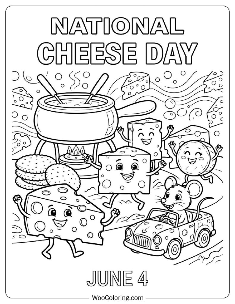 June 4 – National Cheese Day Coloring Sheet for Kids