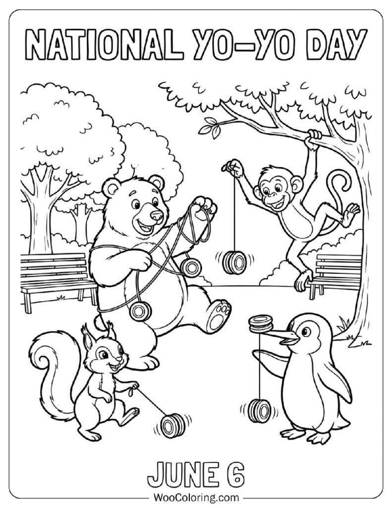 June 6 – National Yo-Yo Day Coloring Sheet for Preschoolers