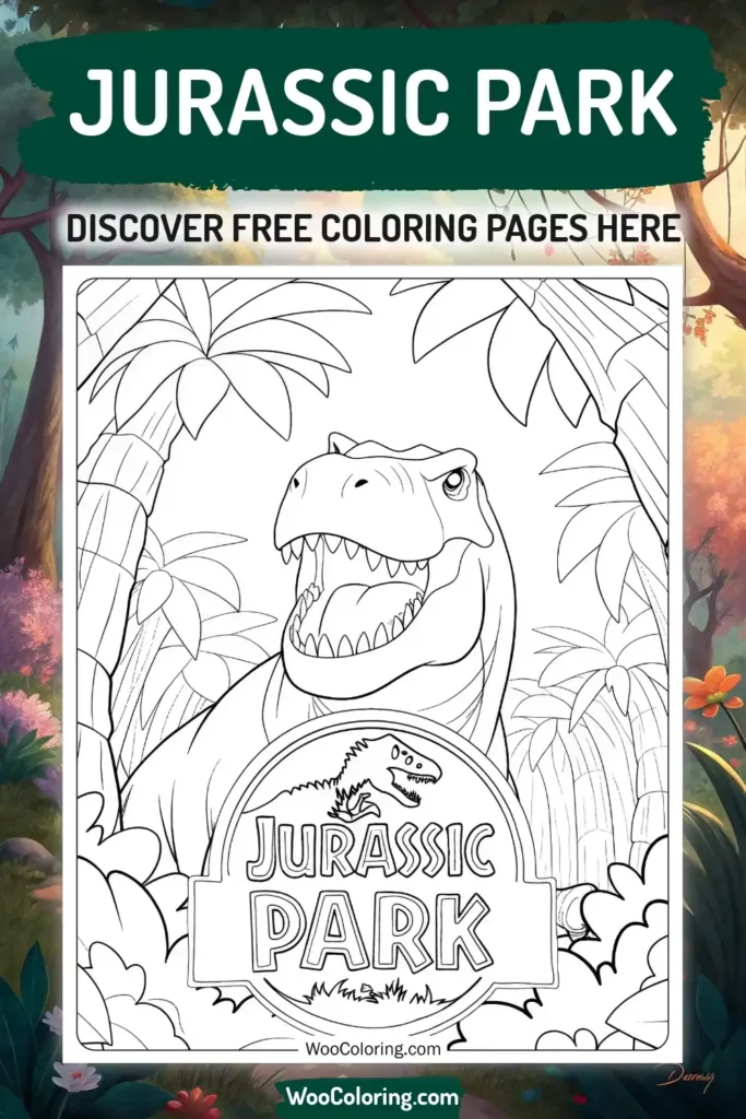 Jurassic Park coloring pages designs with Disnosaur