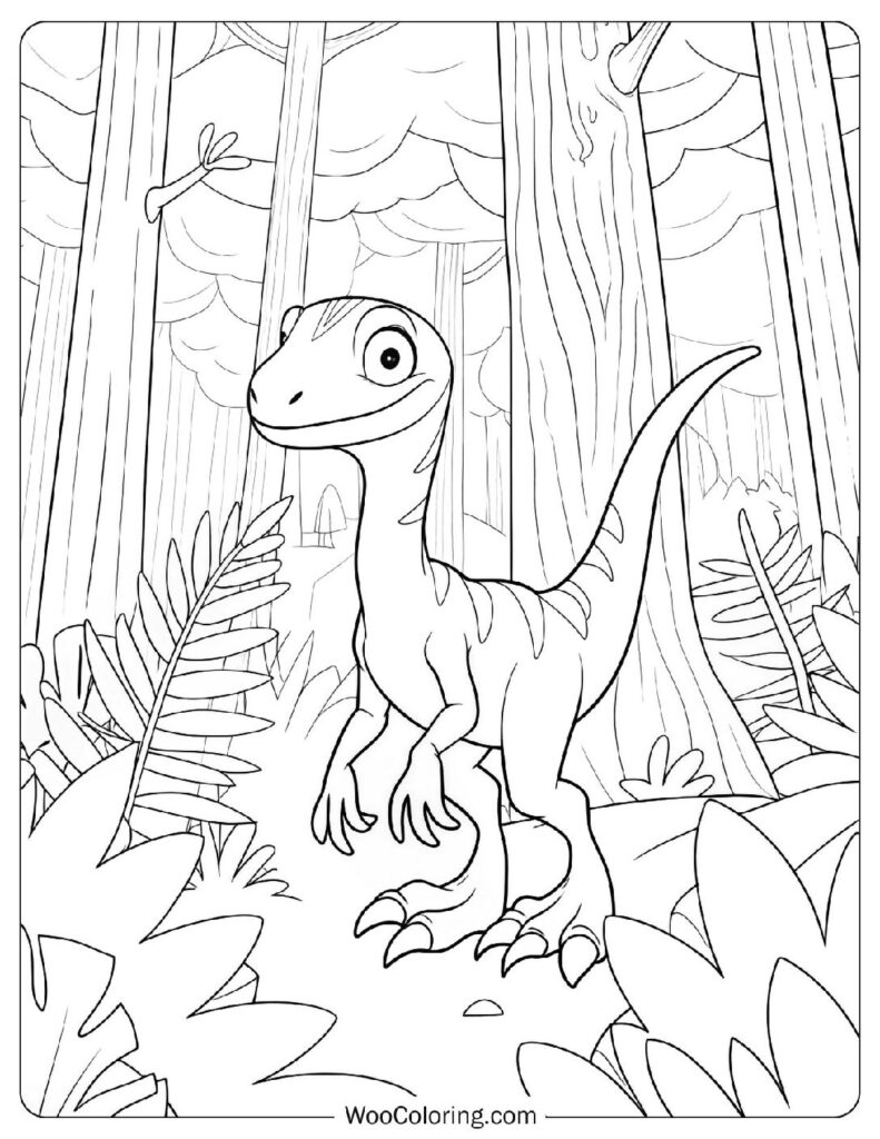Jurassic Park Jungle Scene Coloring Sheet for Kids
