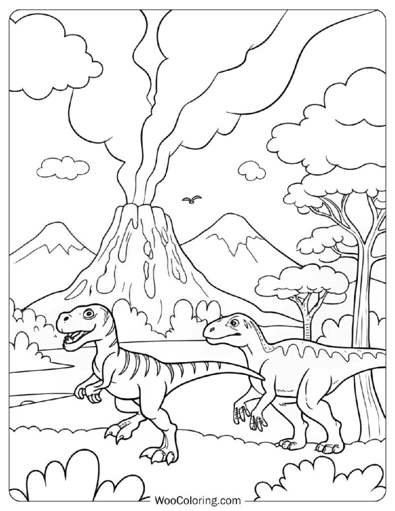 Jurassic World Volcano Escape Coloring Page