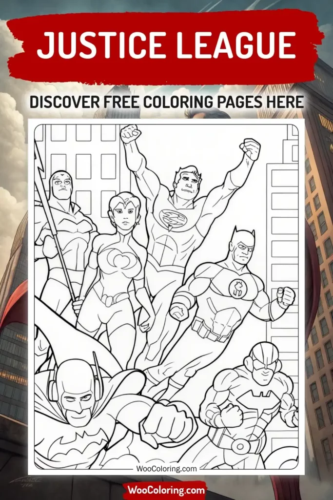 Justice League coloring pages designs with superhero