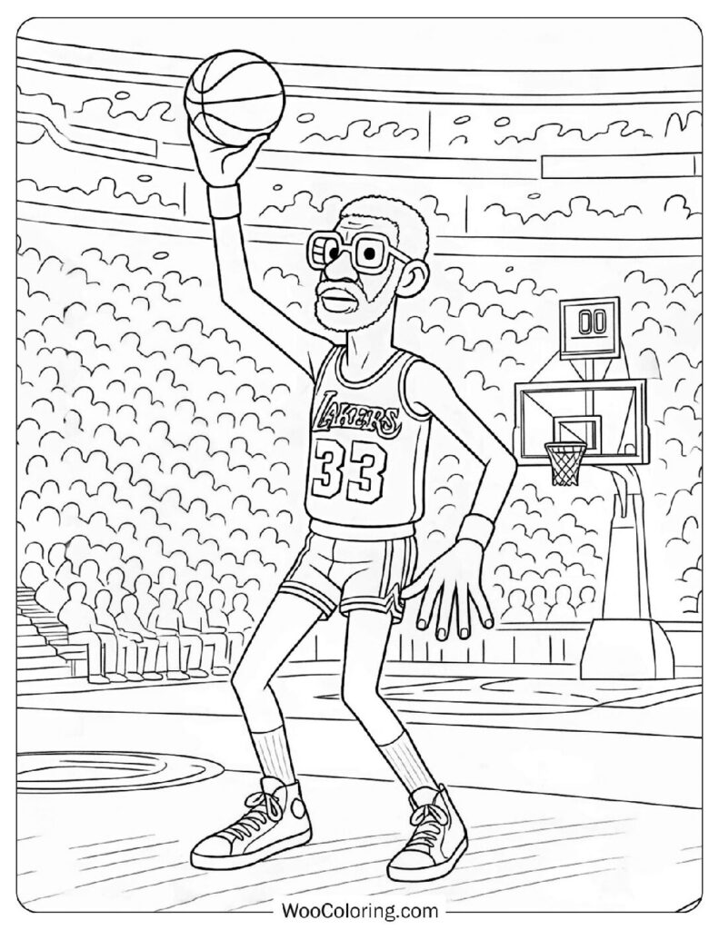 Kareem Abdul-Jabbar Performing His Famous Skyhook