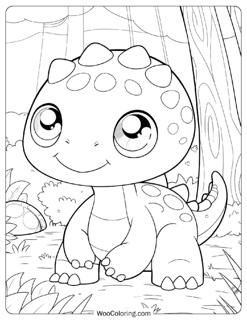 Kawaii Dinosaur Art Picture To Color