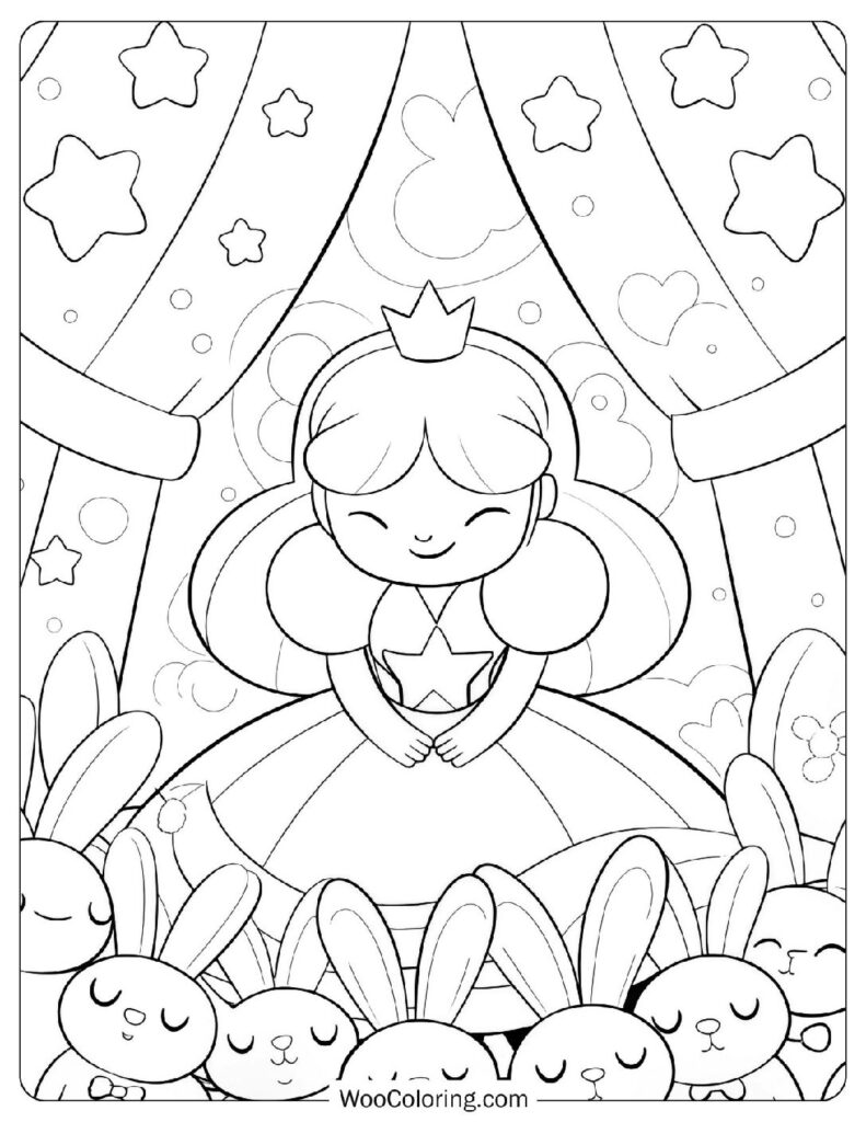 Kawaii Princess Picture To Color