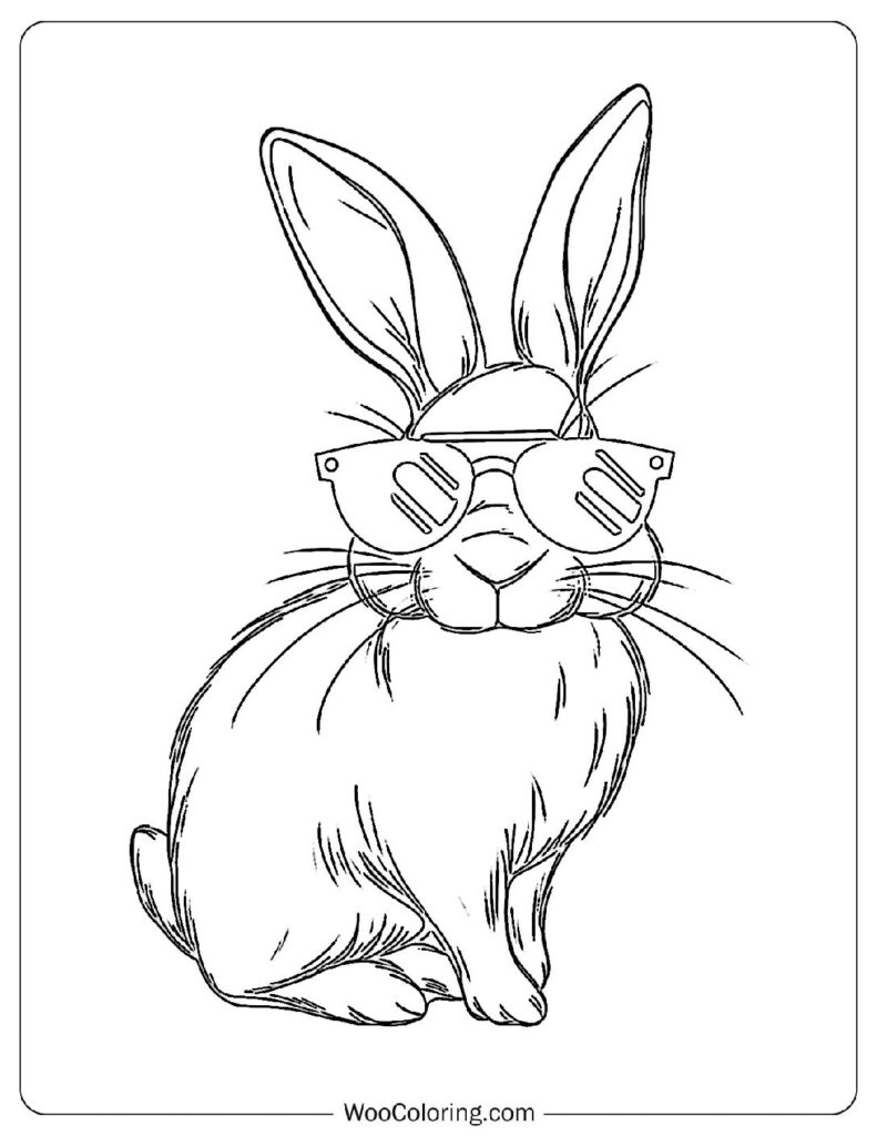 Kawaii Sunglasses Rabbit Coloring Page