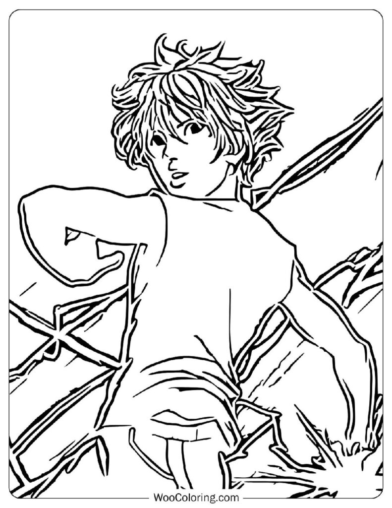 Killua Zoldyck – The Lightning Assassin from Hunter x Hunter Coloring Page For Preschoolers