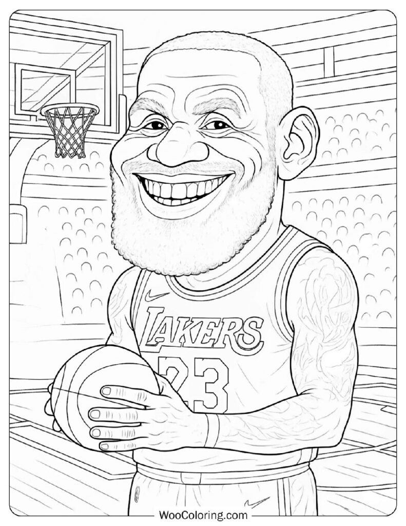 King James Ready for NBA Playoffs Coloring Page For Adults