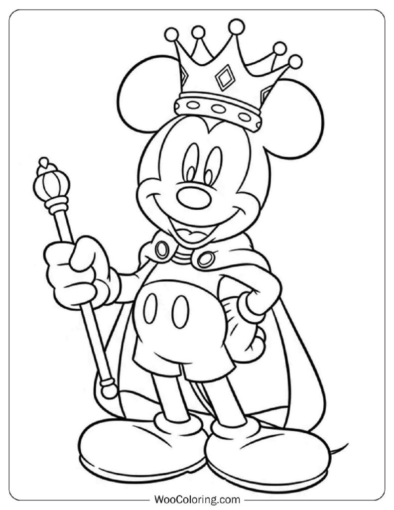 King Mickey Mouse with Crown and Scepter