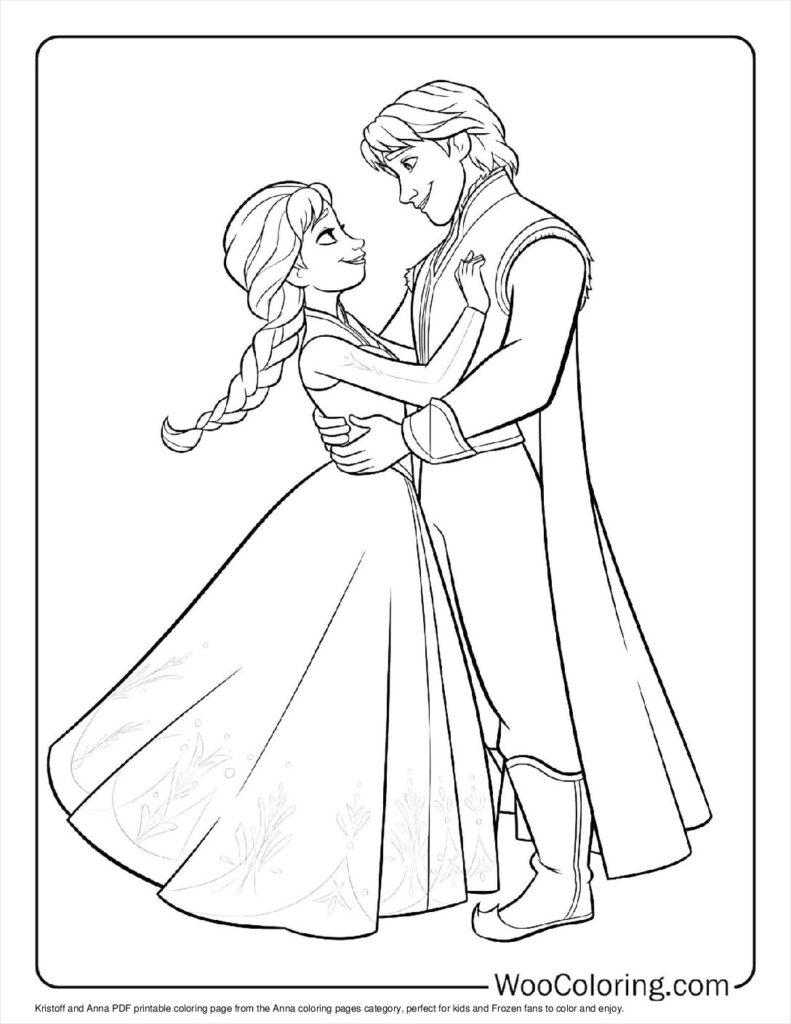 Kristoff and Anna To Color