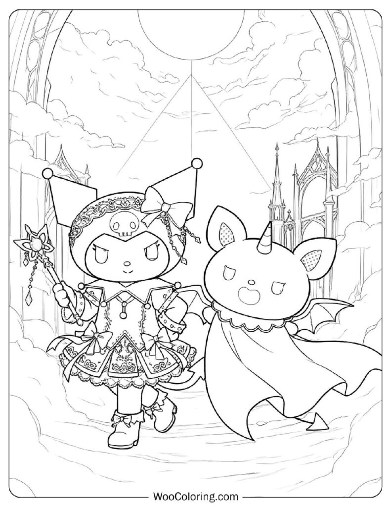 Kuromi and Collimo Picture to Color That Celebrates a Whimsical Friendship