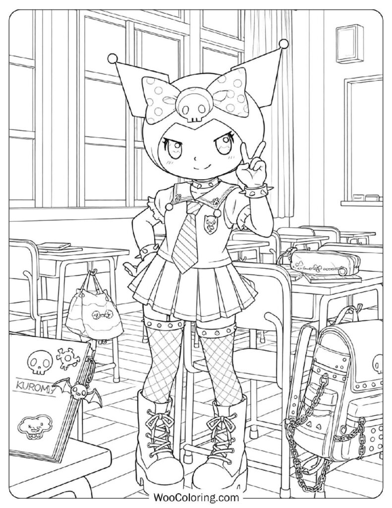 Kuromi shines with cool confidence in her school adventures