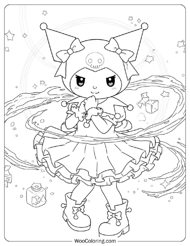 Kuromi’s Dreamy Nights Coloring Picture with Stars and Gentle Dreams