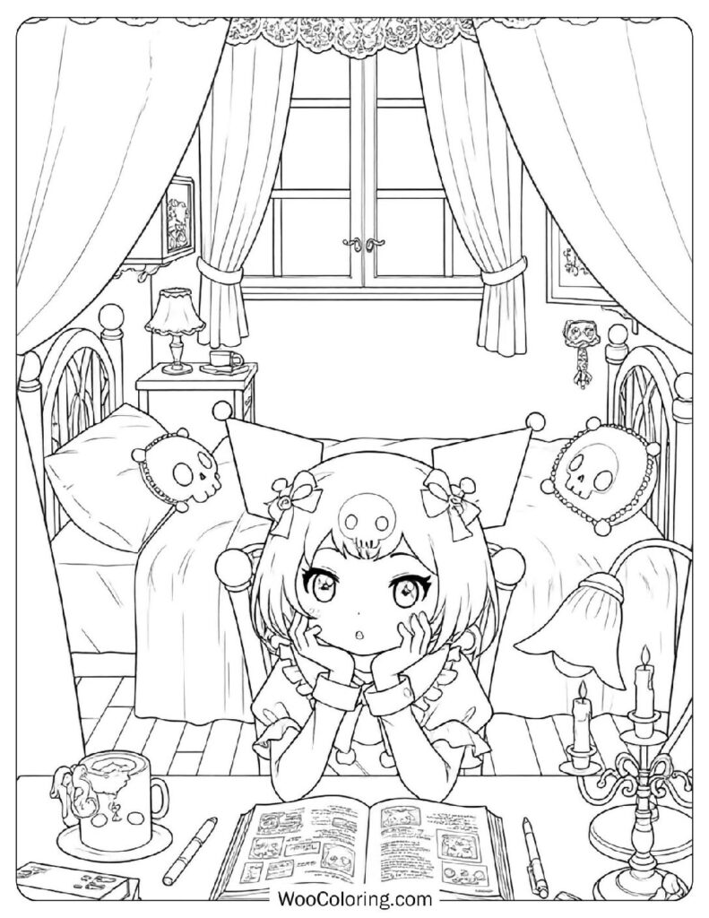 34 Kuromi Coloring Pages (Free PDF To Print) | Woo Coloring, image size:791x1024